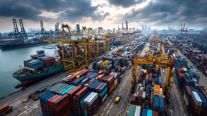 Maritime cargo · busy container port